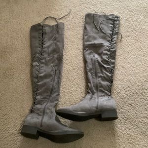 Tall gray boots